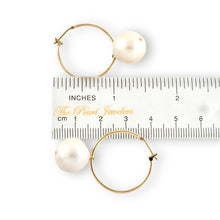 Load image into Gallery viewer, 14K Yellow Gold White baroque Pearl Hoop Earrings