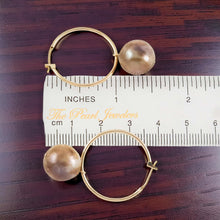 Load image into Gallery viewer, 14K Yellow Gold Lavender Pearl Hoop Earrings