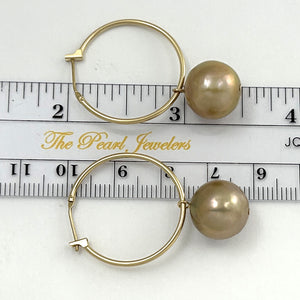 1001592B 14K YELLOW GOLD HOOP NATURAL PINK PEARL DANGLE EARRINGS