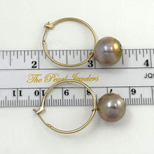 Load image into Gallery viewer, 1001592C 14K YELLOW GOLD HOOP NATURAL PINK PEARL DANGLE EARRINGS