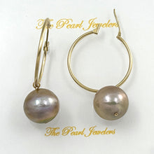 Load image into Gallery viewer, 1001592C 14K YELLOW GOLD HOOP NATURAL PINK PEARL DANGLE EARRINGS