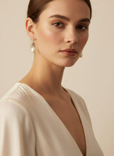 Load image into Gallery viewer, 14K Rose Gold White Pearl Leverback Earrings (9–10mm)