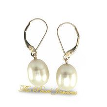 Load image into Gallery viewer, 14K Rose Gold White Pearl Leverback Earrings (9–10mm)