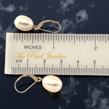 Load image into Gallery viewer, 14K Rose Gold White Pearl Leverback Earrings (9–10mm)