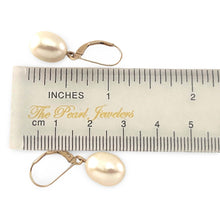 Load image into Gallery viewer, 14K Rose Gold White Pearl Leverback Earrings (9–10mm)