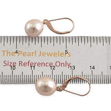Load image into Gallery viewer, 14K Rose Gold Pink Pearl Leverback Earrings (9–10mm)