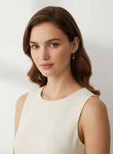 Load image into Gallery viewer, 14K White Gold Black Pearl Fish Hook Dangle Earrings