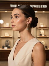 Load image into Gallery viewer, 14K Yellow Gold Celadon Green Jadeite Dangling Earrings