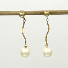Load image into Gallery viewer, 1025340-14k-Yellow-Gold-Spiral-Tube-White-Cultured-Pearl-Dangle-Earrings