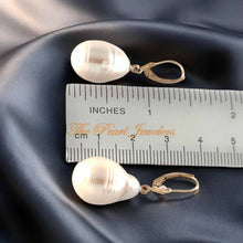Load image into Gallery viewer, Solid 14k Yellow Gold Leverback Baroque Pearl Dangle Earrings