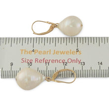 Load image into Gallery viewer, Solid 14k Yellow Gold Leverback Baroque White Pearl Dangle Earrings (Larger)