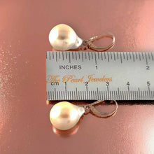 Load image into Gallery viewer, Solid 14k Rose Gold Leverback Baroque White Pearl Dangle Earrings