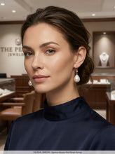 Load image into Gallery viewer, Solid 14k Yellow Gold Leverback Baroque White Pearl Dangle Earrings