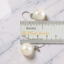 Load image into Gallery viewer, Solid 14k White Gold Fish Hook Baroque White Pearl Dangle Earrings