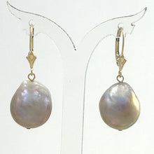 Load image into Gallery viewer, 1060022-14KT GOLD LEVERBACK GENUINE BAROQUE LAVENDER PEARLS DANGLE EARRINGS
