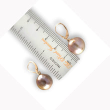Load image into Gallery viewer, Solid 14k Yellow Gold Leverback Baroque Lavender Pearl Dangle Earrings (Petite)