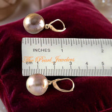 Load image into Gallery viewer, Solid 14k Yellow Gold Leverback Baroque Lavender Pearl Dangle Earrings (Petite)