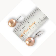 Load image into Gallery viewer, Solid 14k White Gold Leverback Baroque Mocha Pearl Dangle Earrings