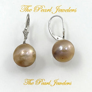 1060027 14KT GOLD LEVERBACK GENUINE BAROQUE MOCHA PEARLS DANGLE EARRINGS