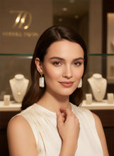 Load image into Gallery viewer, 14K Yellow Gold Good Fortune Dangle White Mother of Pearl Earrings