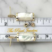 Load image into Gallery viewer, 14K Yellow Gold Good Fortune Dangle White Mother of Pearl Earrings