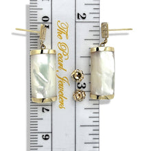 Load image into Gallery viewer, 14K Yellow Gold Good Fortune Dangle White Mother of Pearl Earrings