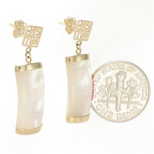 Load image into Gallery viewer, 1100020-14k-Yellow-Gold-GOOD-FORTUNE-White-Mother-of-Pearl-Earrings