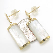 Load image into Gallery viewer, 1100020-14k-Yellow-Gold-GOOD-FORTUNE-White-Mother-of-Pearl-Earrings