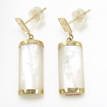 Load image into Gallery viewer, 1100020-14k-Yellow-Gold-GOOD-FORTUNE-White-Mother-of-Pearl-Earrings