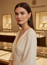 Load image into Gallery viewer, 14K Yellow Gold Good Fortune Dangle Black Onyx Earrings