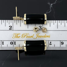 Load image into Gallery viewer, 14K Yellow Gold Good Fortune Dangle Black Onyx Earrings