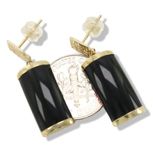 Load image into Gallery viewer, 14K Yellow Gold Good Fortune Dangle Black Onyx Earrings