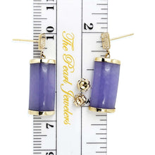 Load image into Gallery viewer, 14K Yellow Gold Good Fortune Dangle Lavender Jade Earrings