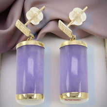 Load image into Gallery viewer, 14K Yellow Gold Good Fortune Dangle Lavender Jade Earrings
