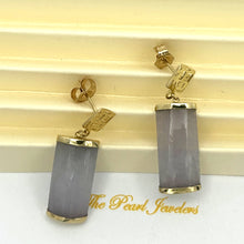 Load image into Gallery viewer, 1100024 GRAY JADE 14K SOLID YELLOW GOLD GOOD FORTUNE DANGLE ORIENTAL EARRINGS