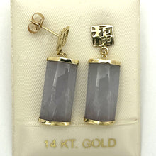 Load image into Gallery viewer, 1100024 GRAY JADE 14K SOLID YELLOW GOLD GOOD FORTUNE DANGLE ORIENTAL EARRINGS