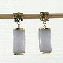 Load image into Gallery viewer, 1100024 GRAY JADE 14K SOLID YELLOW GOLD GOOD FORTUNE DANGLE ORIENTAL EARRINGS