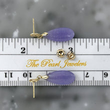 Load image into Gallery viewer, 14K Yellow Gold Good Fortune Teardrop Lavender Jade Earrings