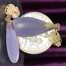 Load image into Gallery viewer, 14K Yellow Gold Good Fortune Teardrop Lavender Jade Earrings