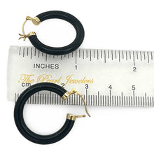 Load image into Gallery viewer, 14K Yellow Gold Black Onyx Round Tube Hoop Earrings