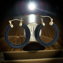 Load image into Gallery viewer, 14K Yellow Gold Black Onyx Round Tube Hoop Earrings
