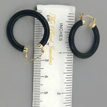 Load image into Gallery viewer, 14K Yellow Gold Black Onyx Round Tube Hoop Earrings
