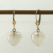 Load image into Gallery viewer, 1100090-14KT YELLOW SOLID GOLD 12MM HEART WHITE JADE LEVERBACK EARRINGS