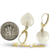 Load image into Gallery viewer, 14K Yellow Gold Heart Shape White Jade Leverback Earrings