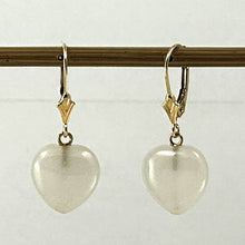 Load image into Gallery viewer, 14K Yellow Gold Heart Shape White Jade Leverback Earrings