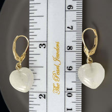 Load image into Gallery viewer, 14K Yellow Gold Heart Shape White Jade Leverback Earrings