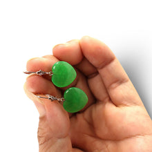 Load image into Gallery viewer, 14K Yellow Gold Heart Shape Green Jade Leverback Earrings