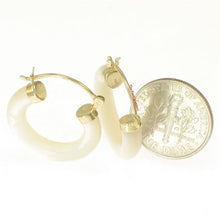 Load image into Gallery viewer, 14K Yellow Gold Mother of Pearl Tube Hoop Earrings