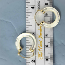 Load image into Gallery viewer, 14K Yellow Gold Mother of Pearl Tube Hoop Earrings