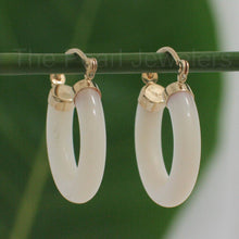 Load image into Gallery viewer, 14K Yellow Gold Mother of Pearl Tube Hoop Earrings